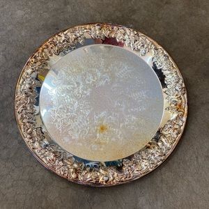 Large Round Silver Serving Tray